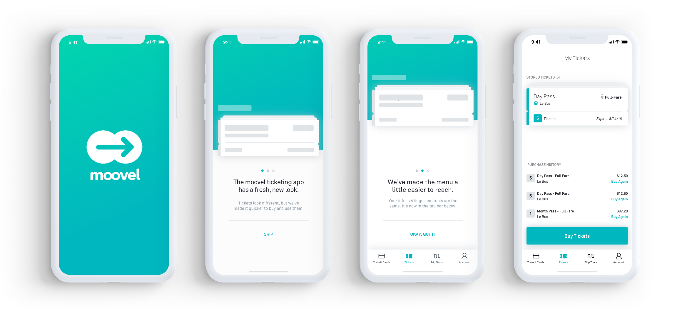Screens designed for the moovel onboarding tour